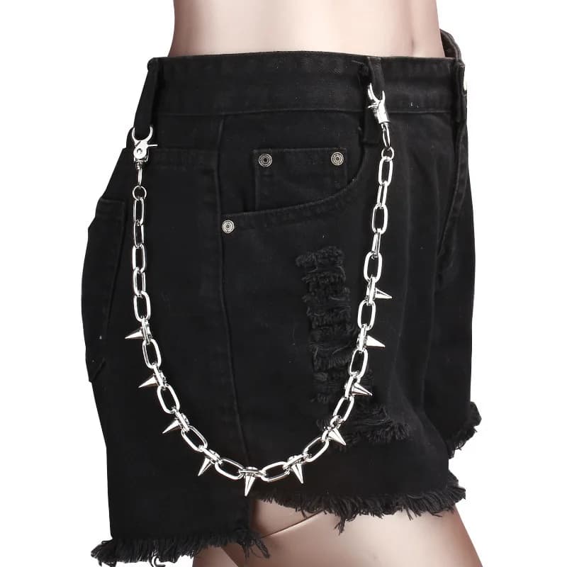 Chaîne de pantalon à Rivets Punk pour femmes et hommes, Hip Hop, couleur argent, chaîne de taille mu