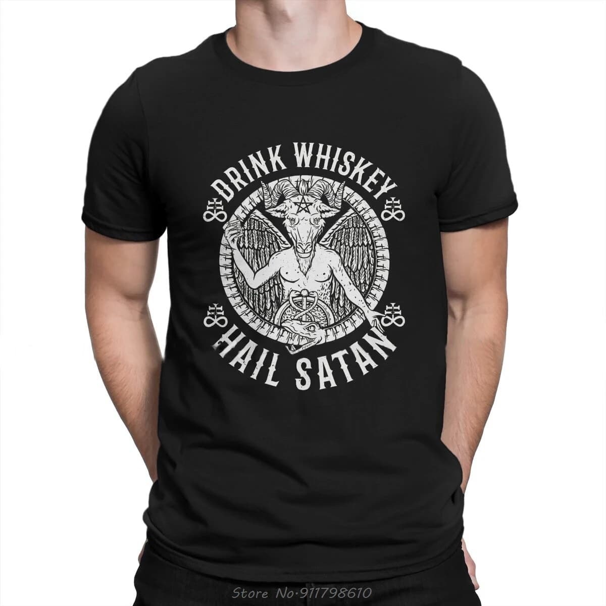 T-shirt en coton pour hommes, T-shirt de boissons de vin de whisky, Économie d'été basiques, Hail Sa