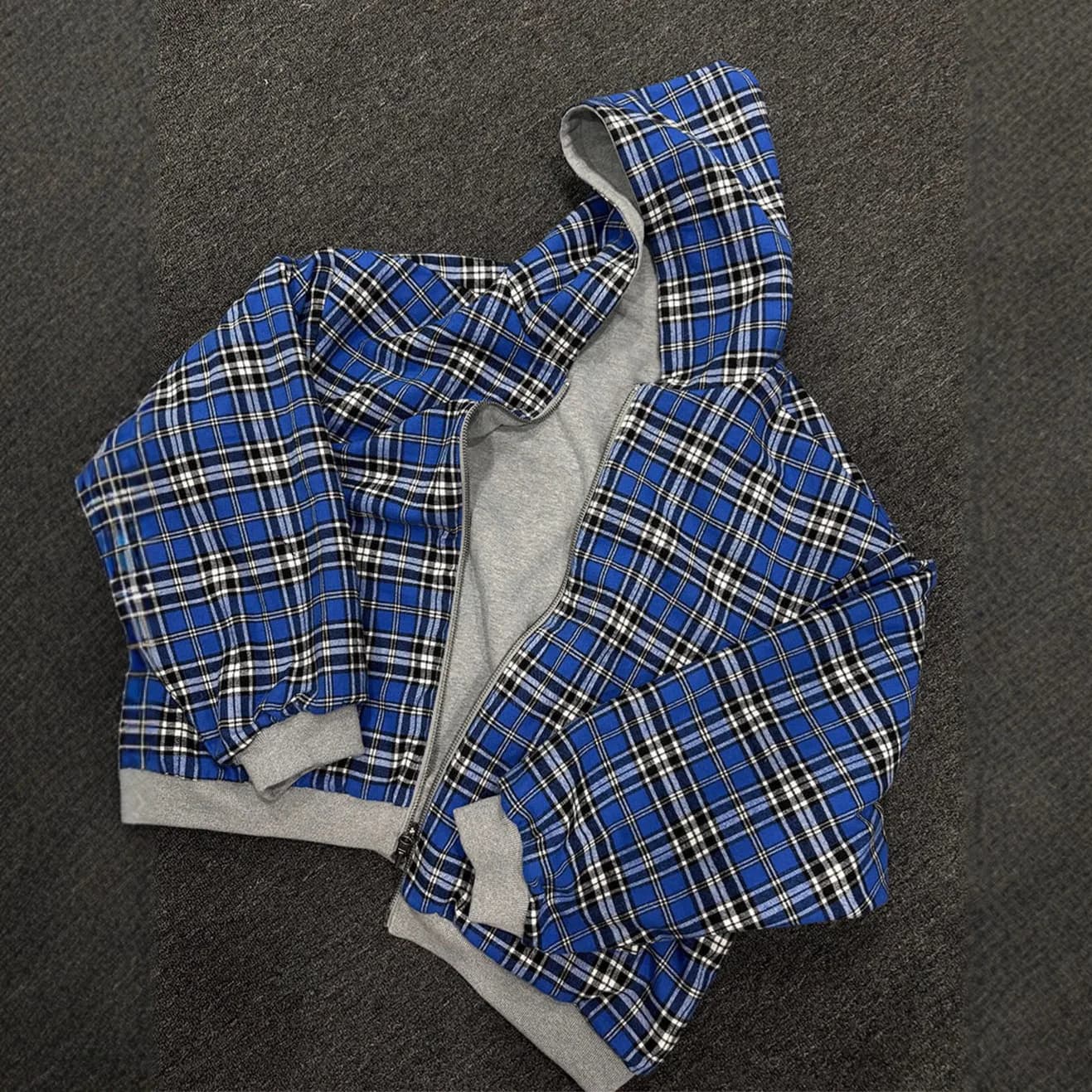 2025 sweat à capuche pour hommes unisexe sweat à capuche hiver Plaid imprimé fermeture éclair polair