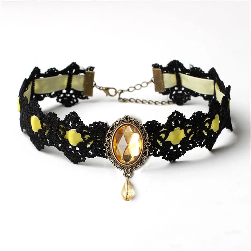 Offre spéciale Vintage velours chaîne tour de cou dentelle pendentif collier boucles d'oreilles de h
