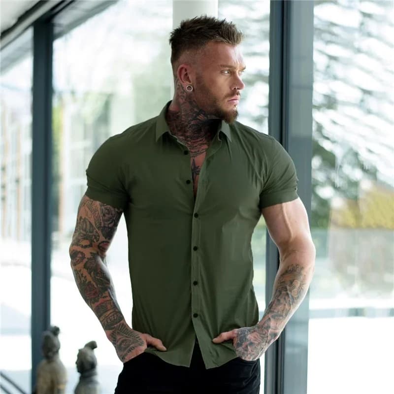Mode d'été chemise à manches courtes hommes Super mince coupe mâle décontracté affaires sociales rob