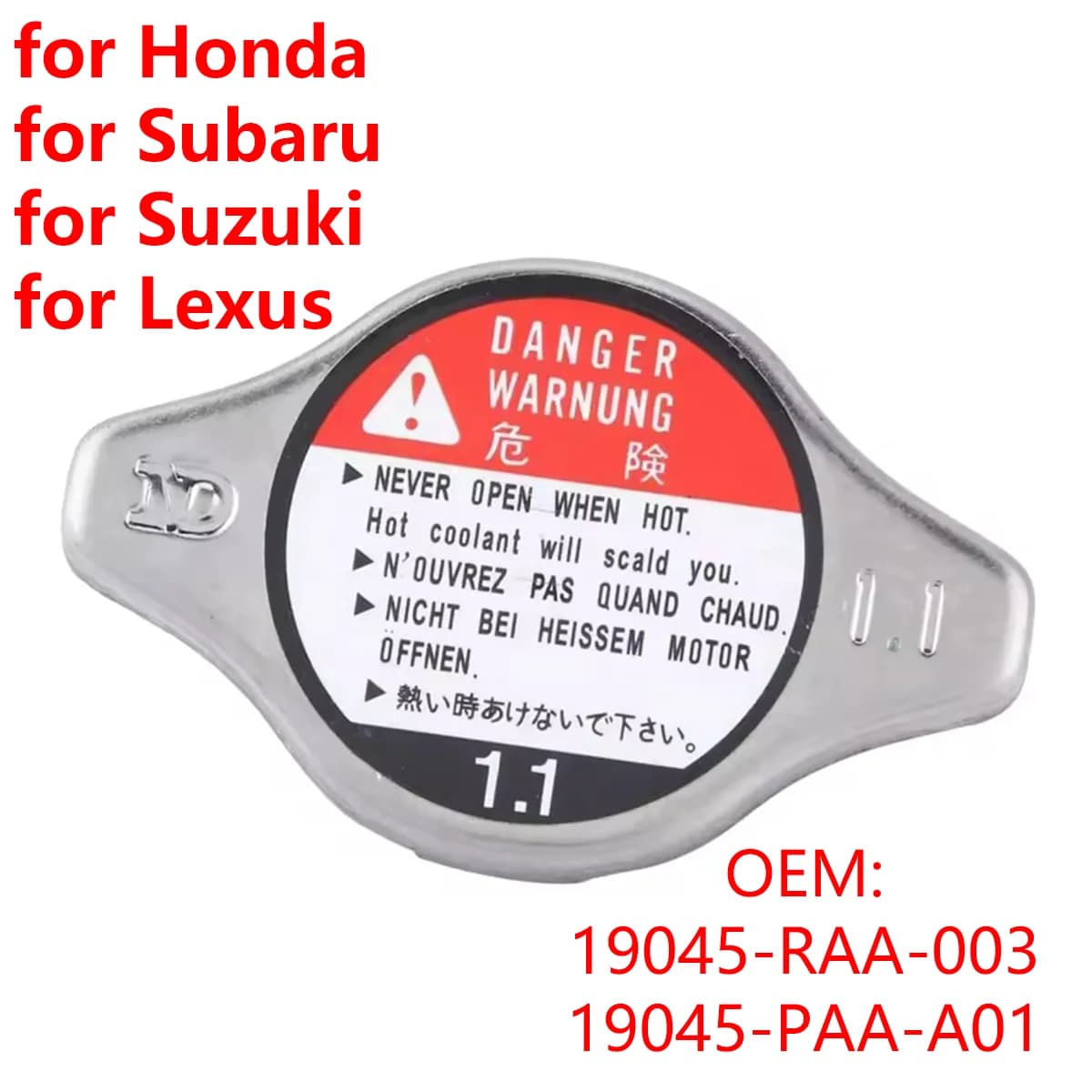 Couvercle de bouchon de radiateur de voiture, 1,1 bar, 110kPa, 19045-RAA-003, pour Honda, Lexus, Sub