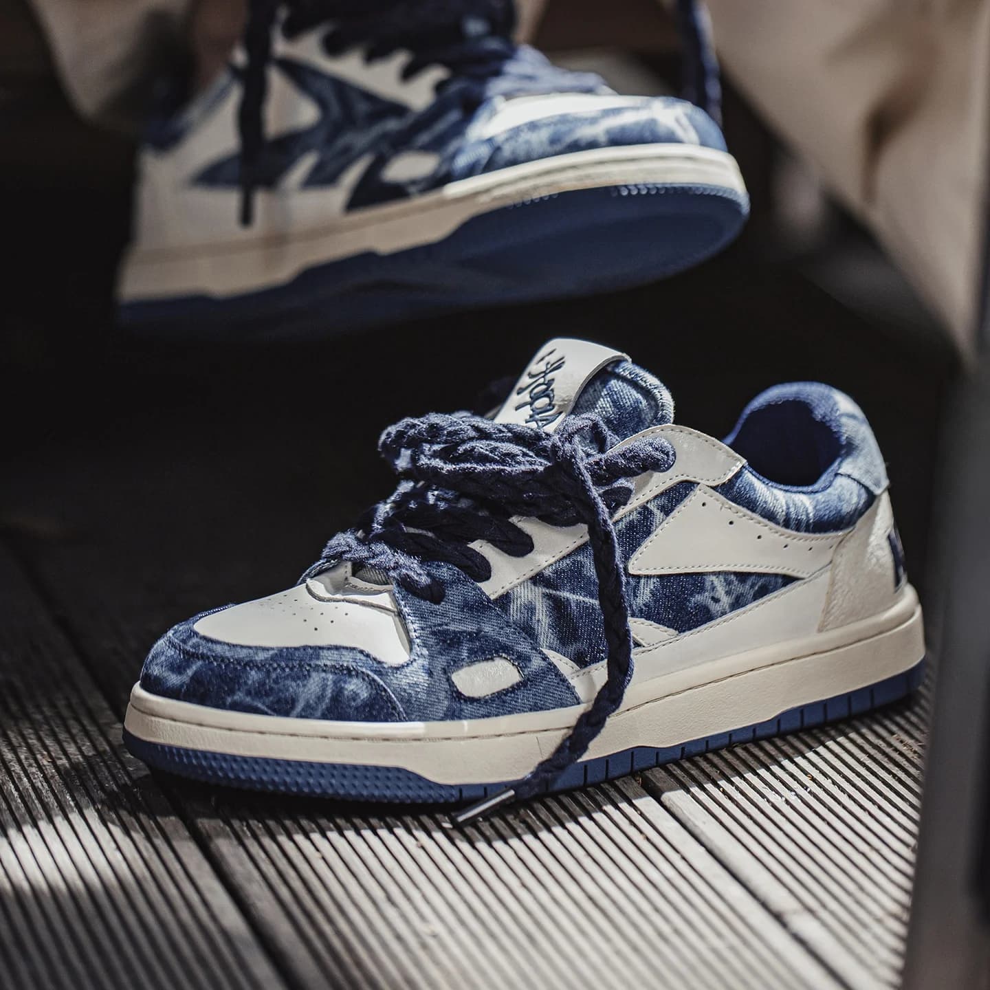 Maden 2026 Nouvelles Chaussures de Skate Rétro en Denim pour Hommes, Semelle Souple et Respirante, B