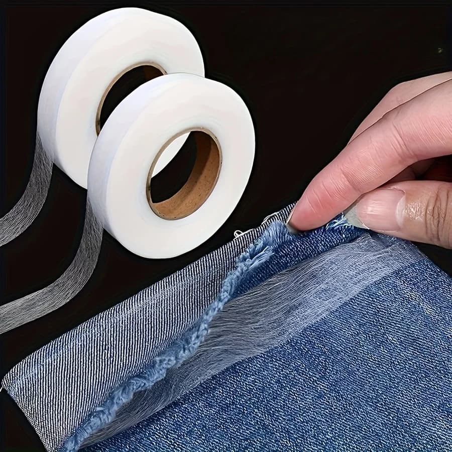 2 pièces de ruban adhésif double face en tissu non tissé pour réparation de vêtements et canapés, à