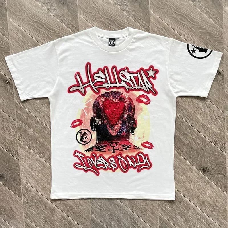 HS Lovers Tee Portrait Heart of Fire T-shirts en coton à manches courtes pour hommes et femmes