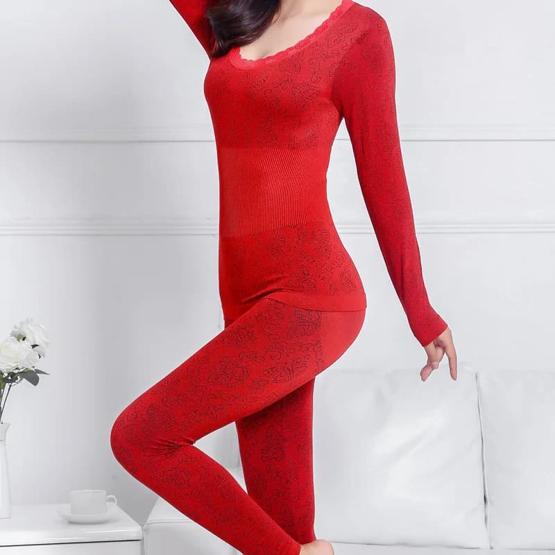 Sous-vêtements thermiques en dentelle pour femmes, vêtements d'hiver Sexy, sans couture, antibactéri