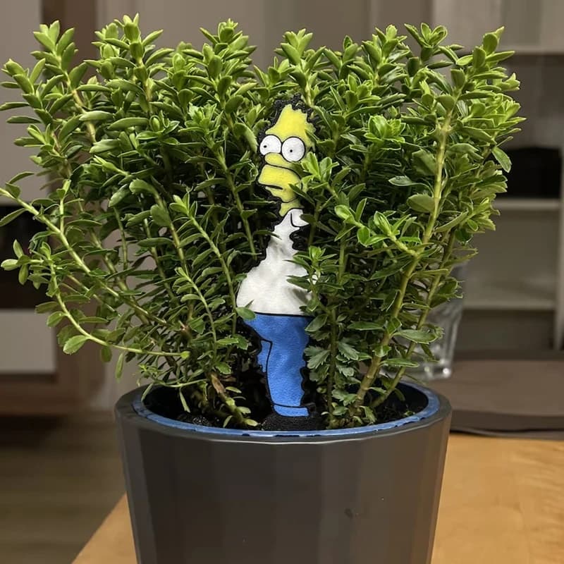 Panneau sur piquet végétal Homer Simpson « The Simpsons Bush Meme » Cadeau drôle