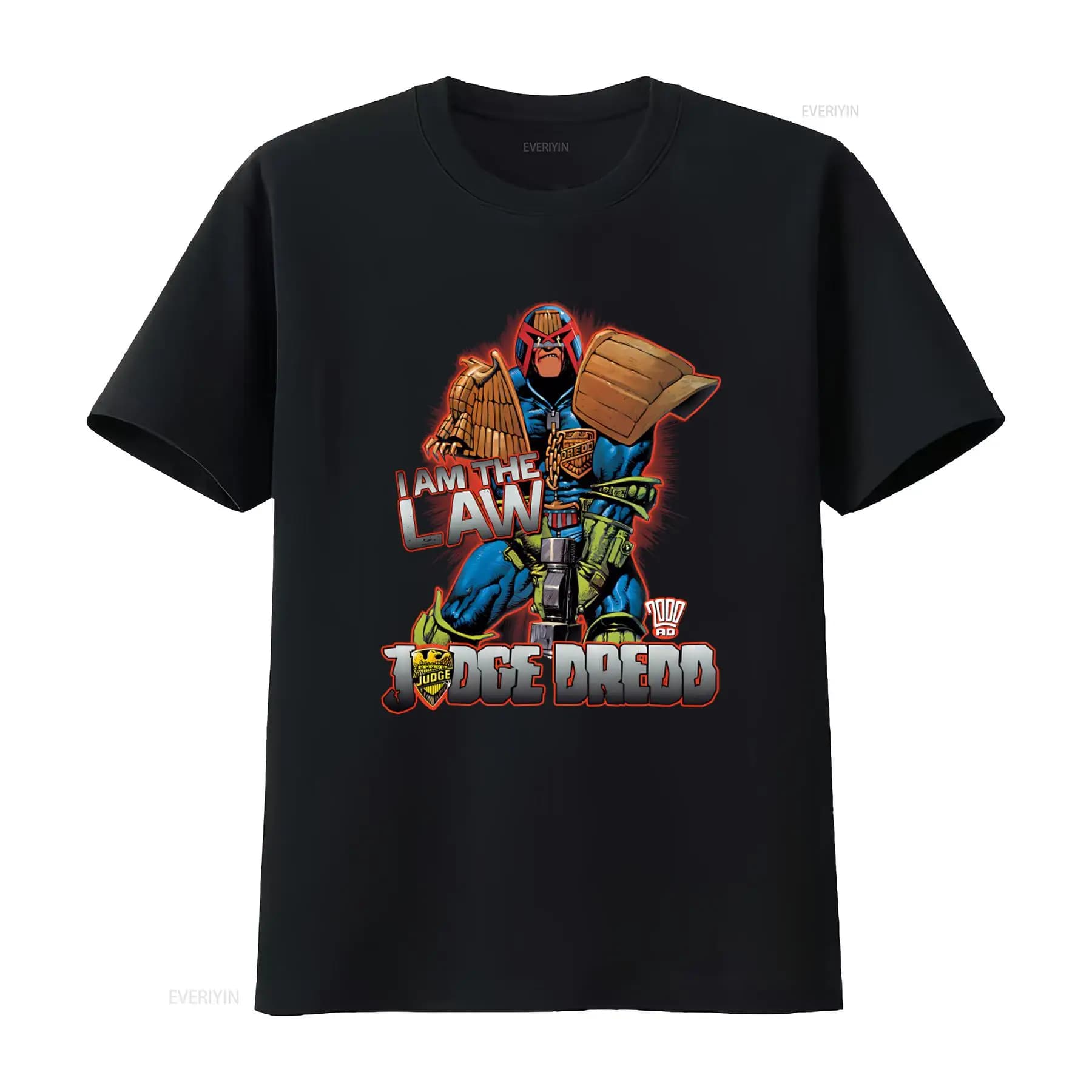 T-shirt Judge Dredd Law I AM THE Design pour les fans de bandes dessinées, vintage, lavé, doux, grap