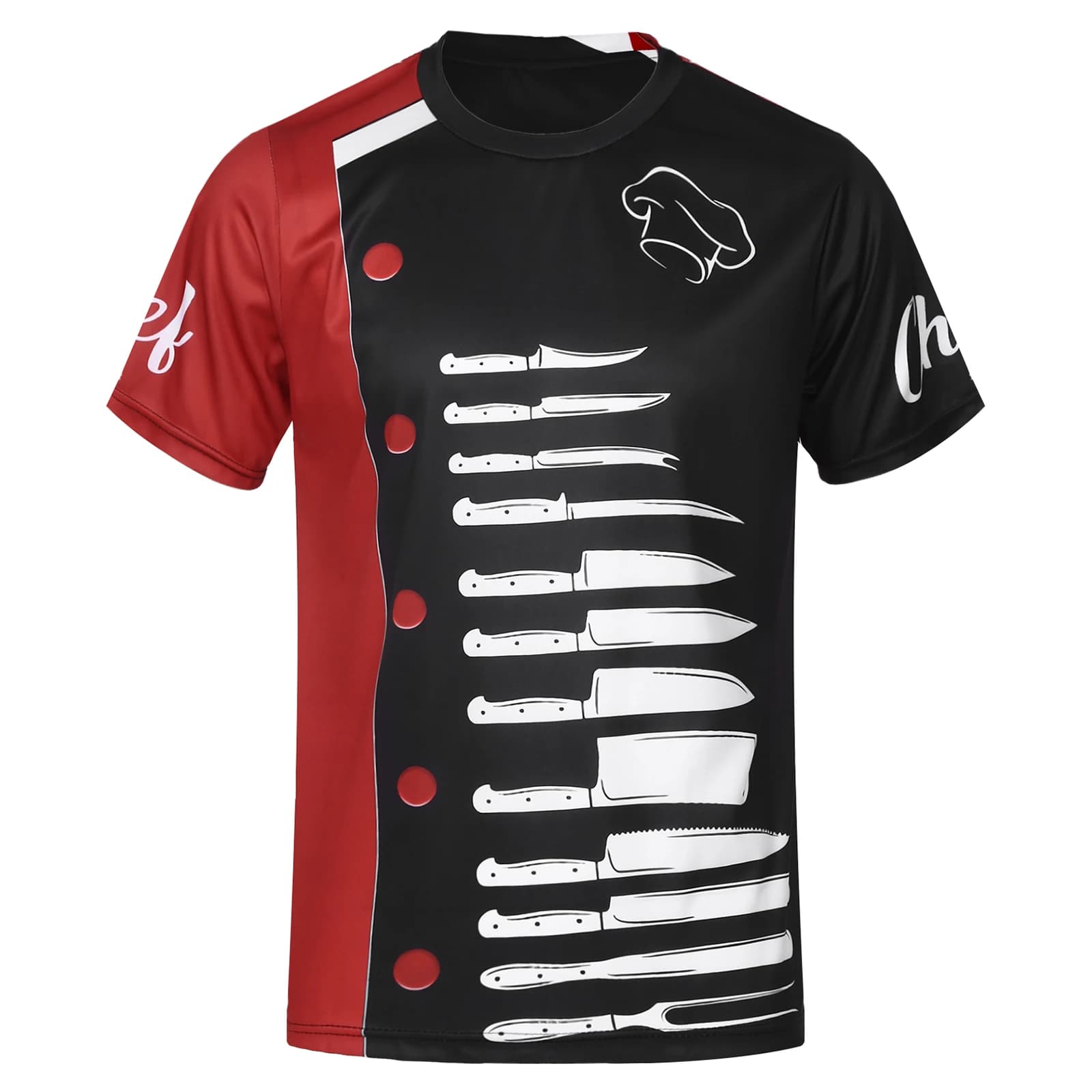 Chemise de chef d'hôtel pour hommes, costume de cuisine de restaurant, uniforme de travail imprimé,