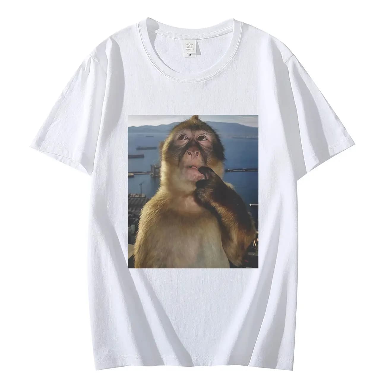 Homme drôle pensée singe Meme T-shirt décontracté graphiques femmes coton T-shirt ample à manches co
