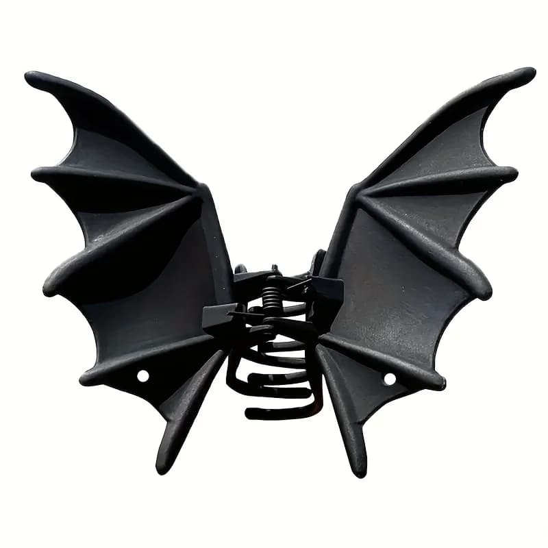 Pince à cheveux chauve-souris gothique Halloween noir mat gothique Style Punk imprimé Animal épingle