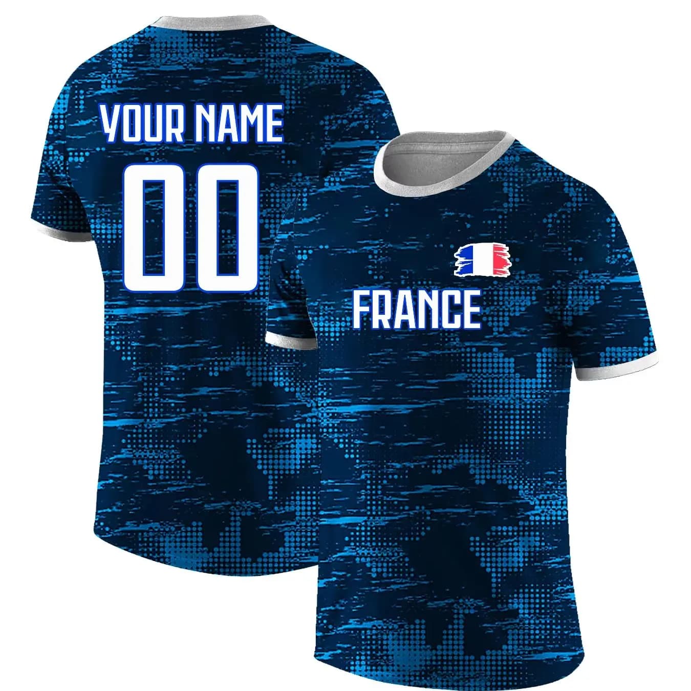 T-shirt de football personnalisé pour homme de l'équipe nationale de France, avec nom et numéro pers