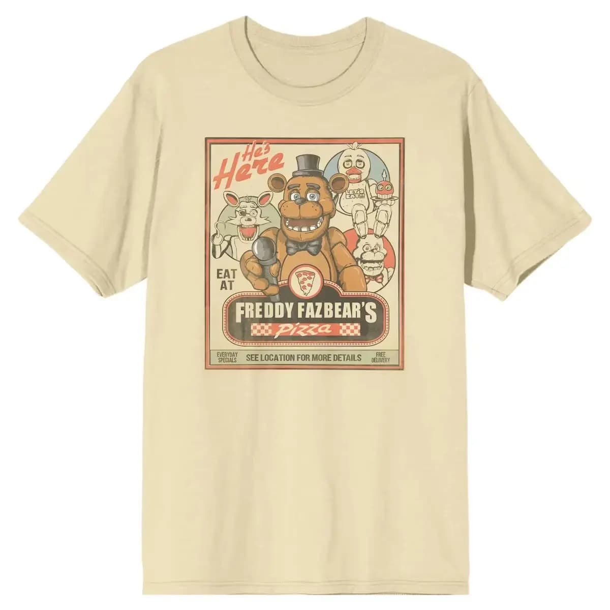 Jeux chauds hauts cinq nuits chez Freddy's Freddy Fazbear's Pizza T-Shirt Vintage à la mode à manche