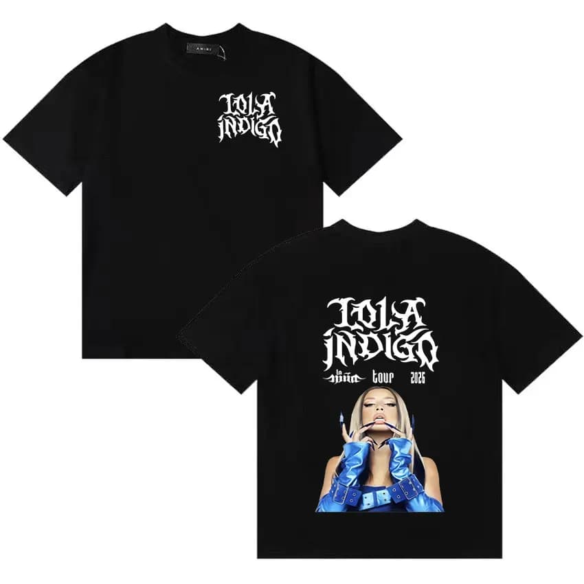 T-shirt Hip Hop Lola 2025 Indigo Tour Merch Tide pour Hommes et Femmes, T-shirt Décontracté Y2K, Vêt