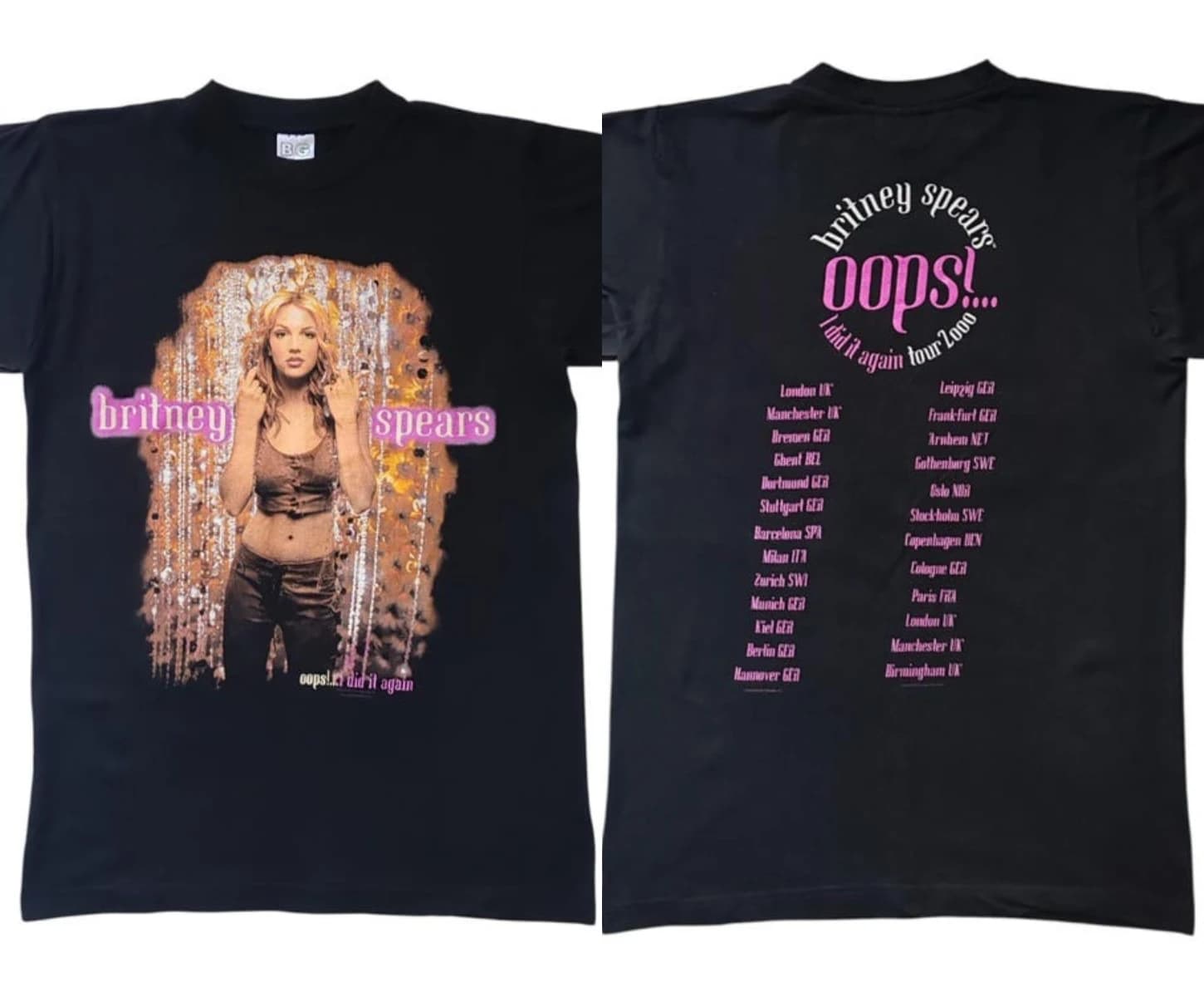Tournée européenne vintage 2000 de Britney Spears : Oups ! T-shirt vintage I Did It Again, classique