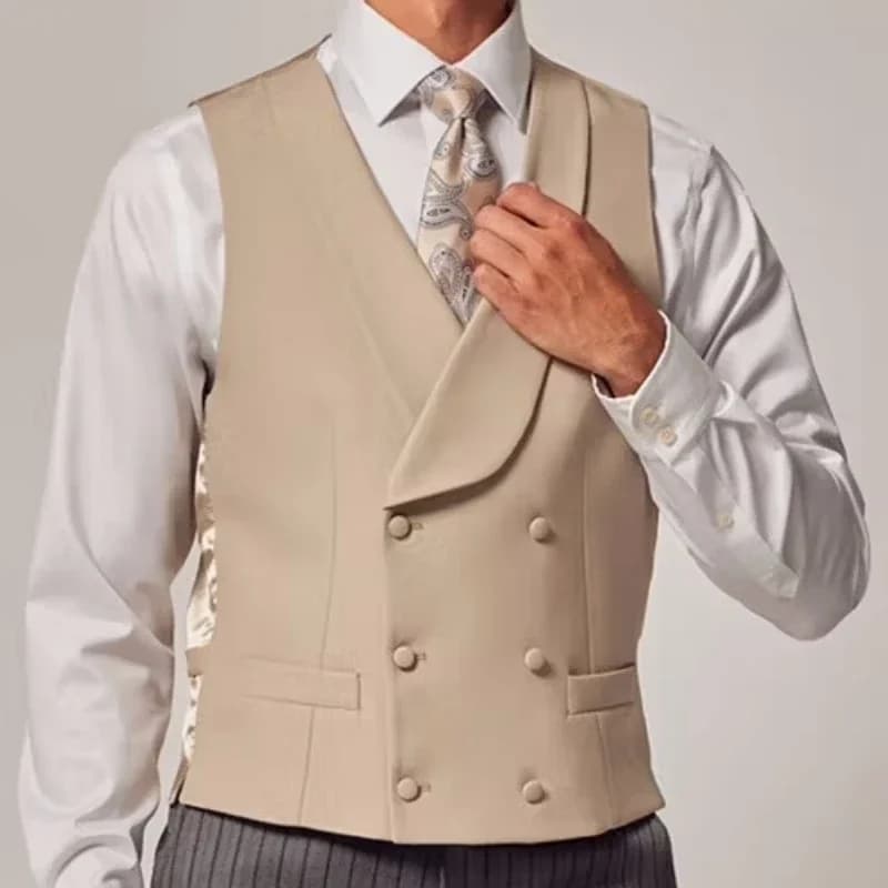 Gilet pour homme bleu ciel uni, à double boutonnage, col châle, pour mariage, marié, affaires, banqu