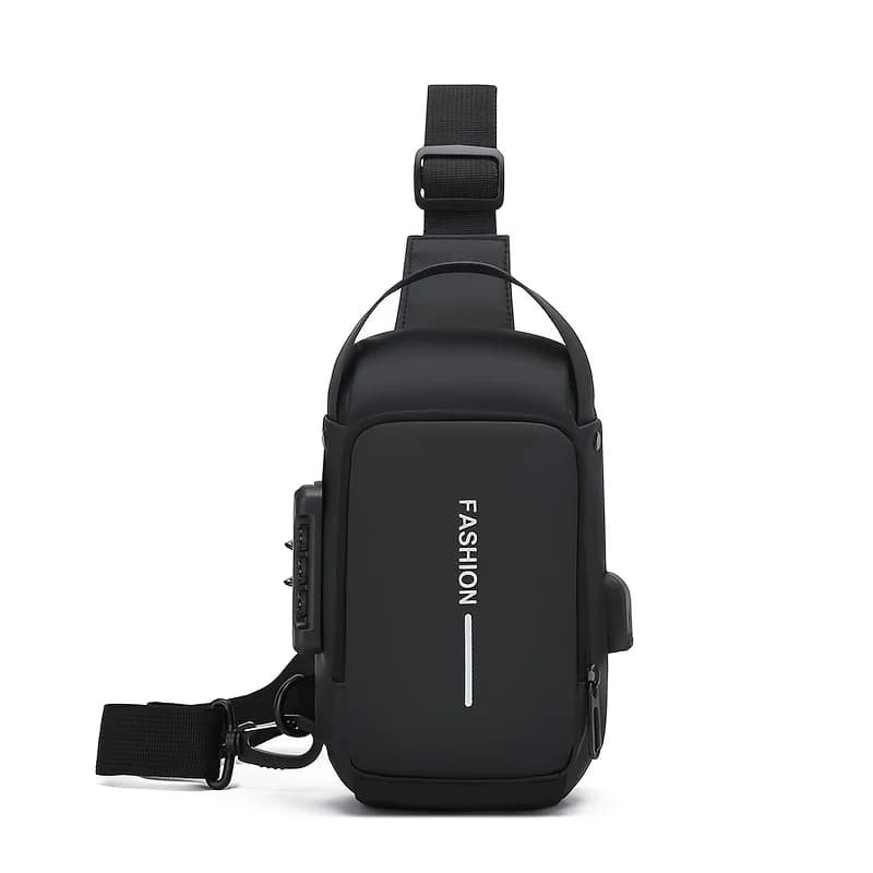 Sac à bandoulière en tissu Oxford durable pour hommes – Sac de poitrine élégant pour moto avec poche