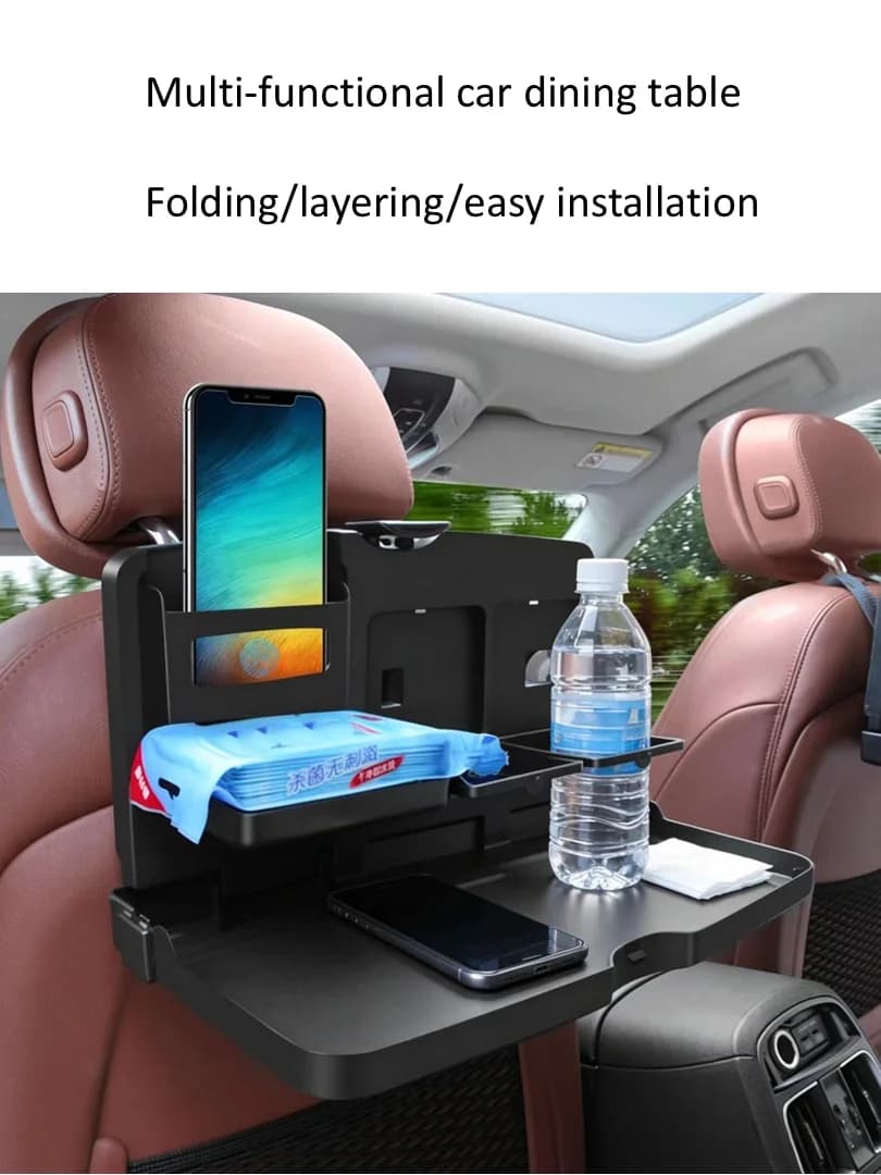 Plateau repas pour siège arrière de voiture avec porte-téléphone et porte-gobelet - Table à manger m