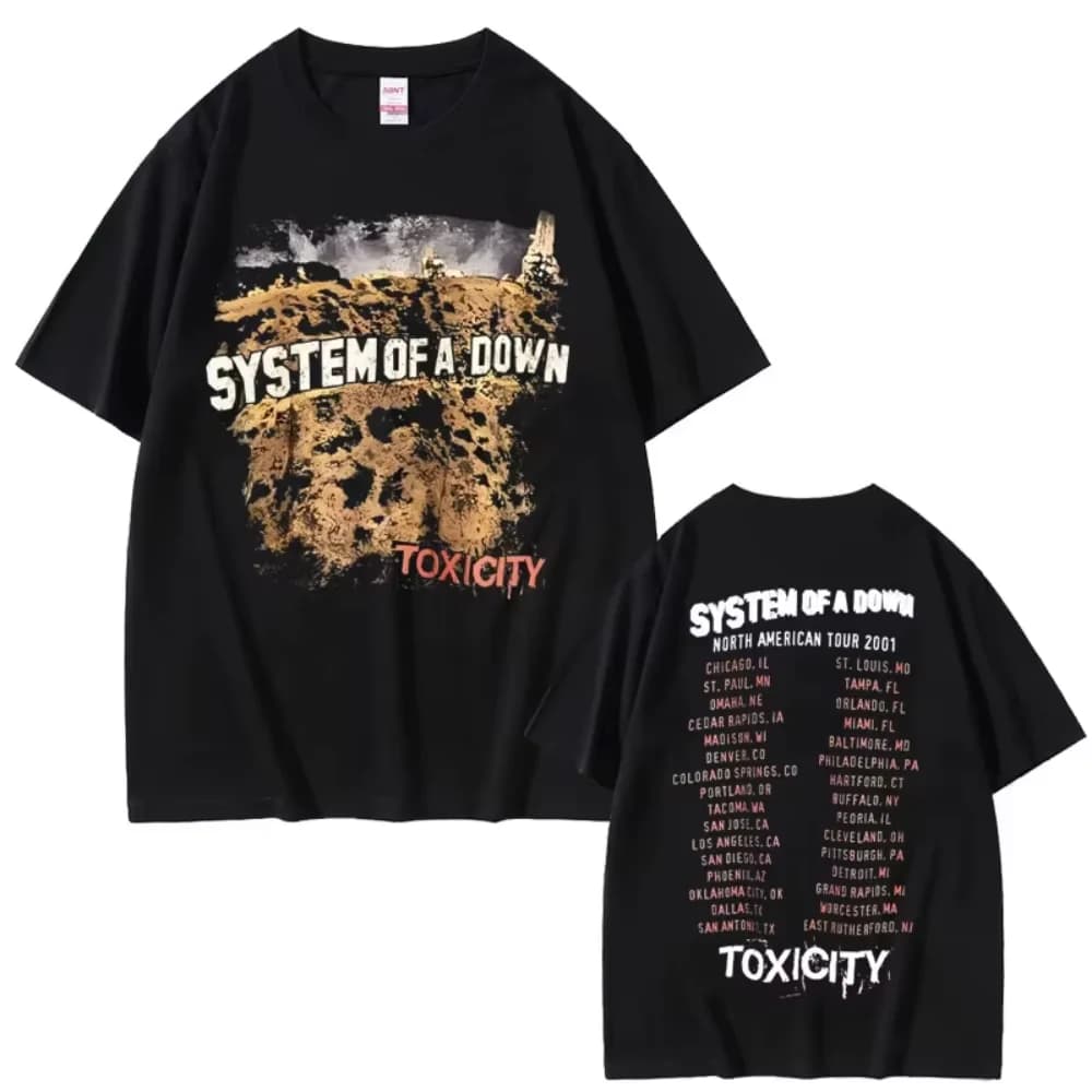 T-shirts vintage du groupe de rock System of A Down Toxicity Tour pour hommes et femmes, t-shirts go