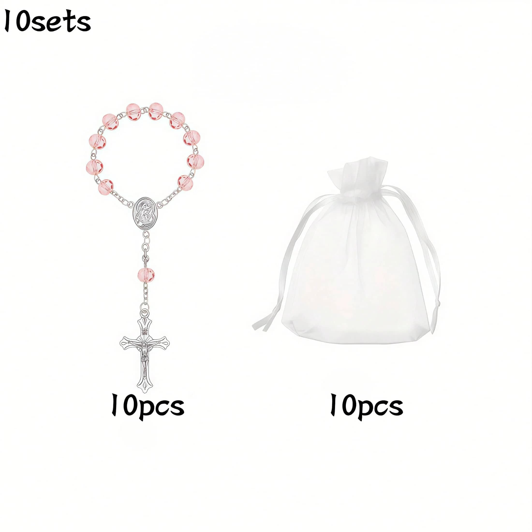 20 Pièces Mini-Rosaires Catholiques pour Baptême, Cadeaux de Baptême pour Invités, Faveurs de Fête, 