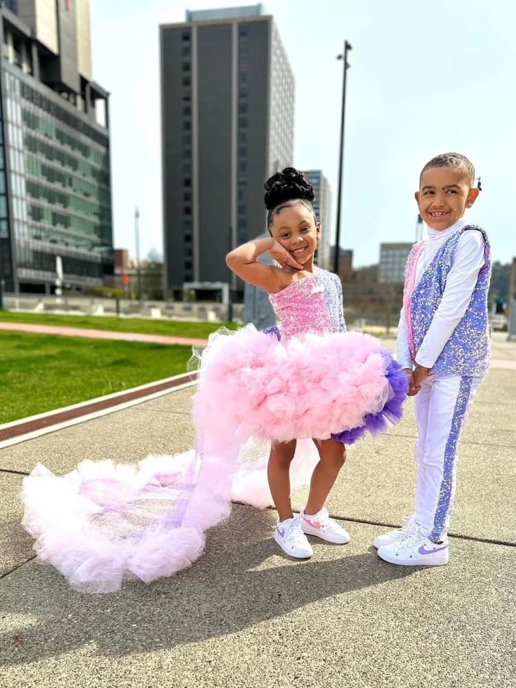 Robe à fleurs de luxe pour filles, paillettes scintillantes, perles, volants, robe d'anniversaire av