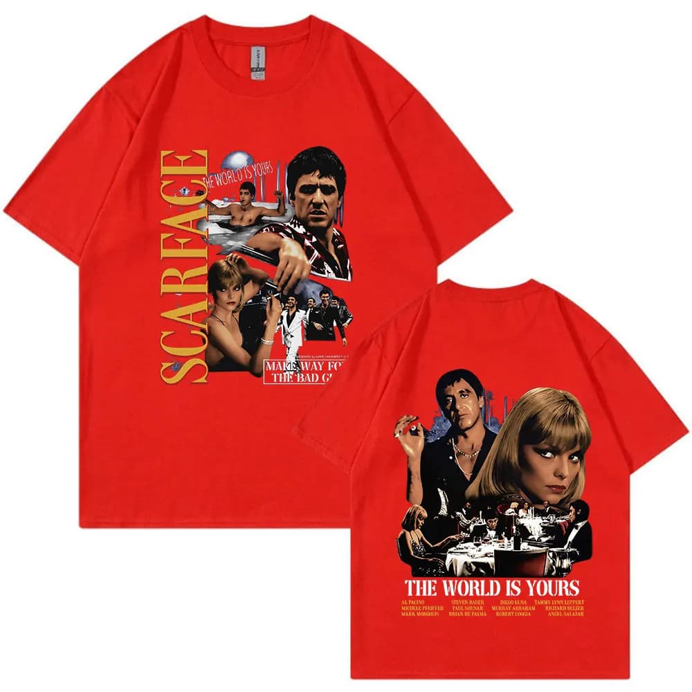 T-shirt Vintage du Film planchers face Al Pac37Tony Montana, Imprimé Graphique The World Is Yours, H