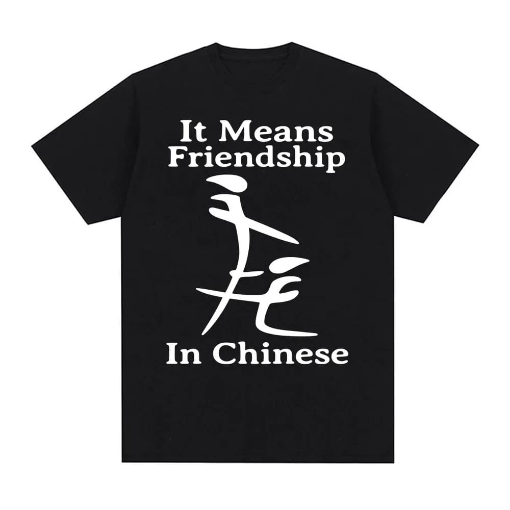 T-shirt unisexe humoristique « It Means Friendship in Chinese » – T-shirt décontracté surdimensionné