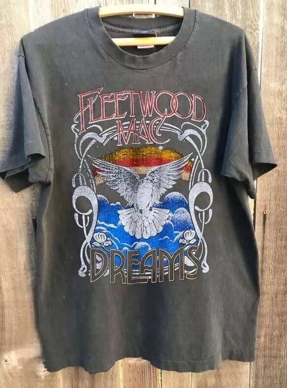 Fleetwood Mac Dreams Rock Band T-shirt unisexe à manches courtes en charbon de bois