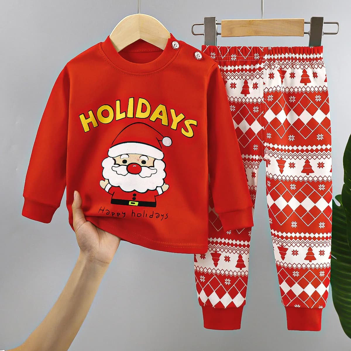 Ensembles de noël pour enfants, vêtements en coton à manches longues pour garçons et filles, hauts e