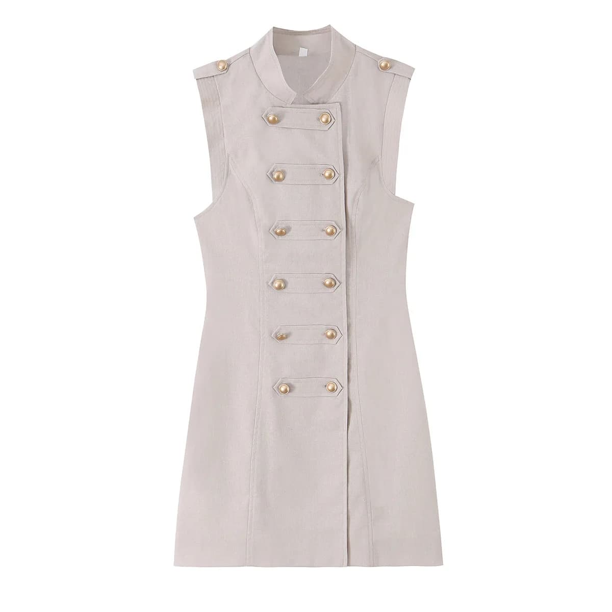 Robe Courte Trapèze Sans Manches en Lin Effet Amincissant avec Nœud à la Taille pour Femme, Mode Été