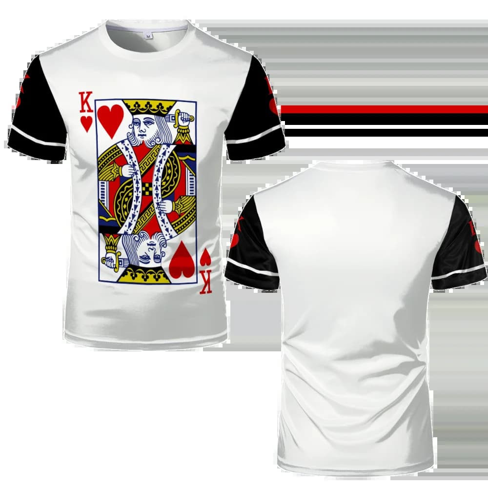 T-shirt graphique à manches courtes pour hommes, imprimé coeur 3D, col rond, vêtements décontractés 