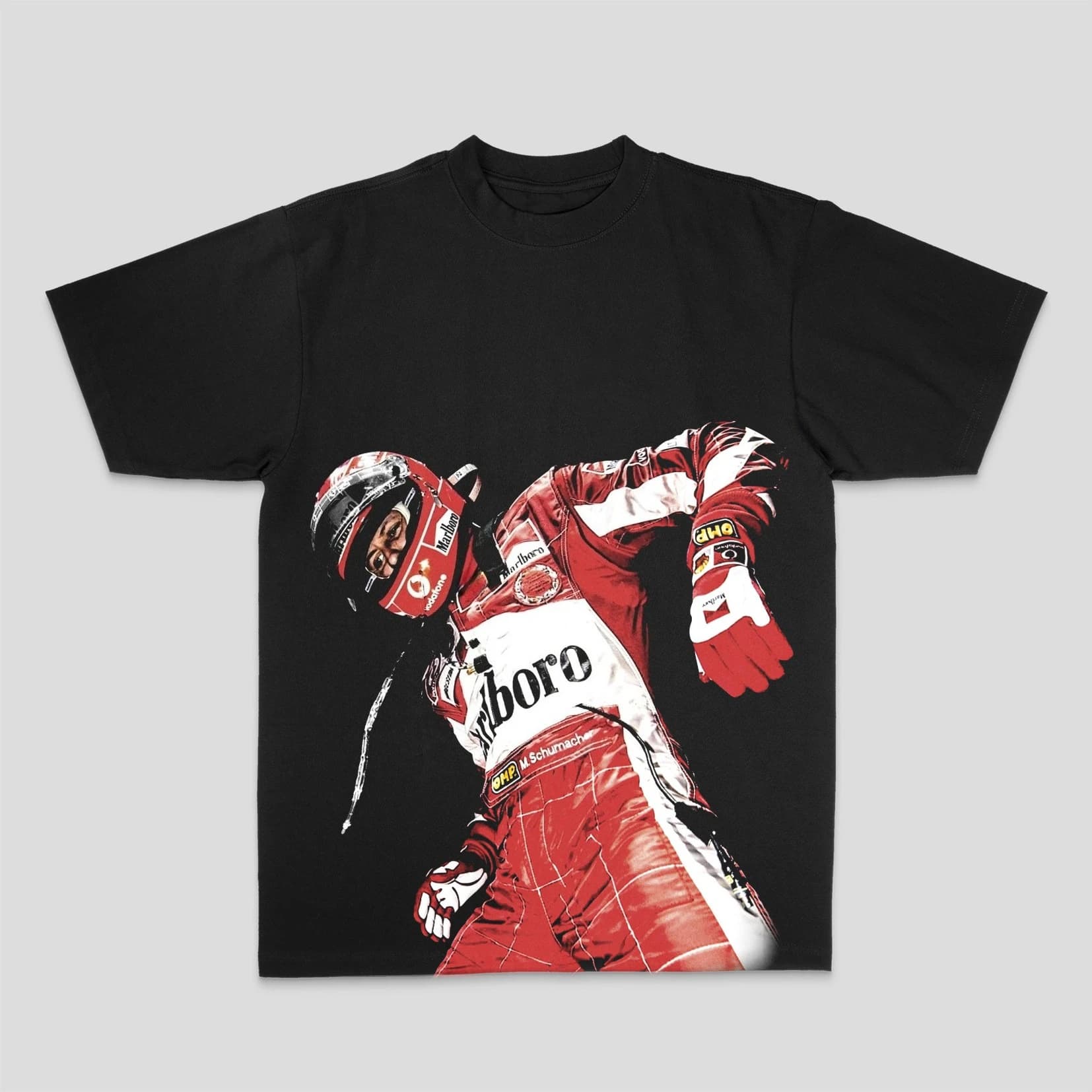 T-shirt unisexe en coton avec graphique de collage vintage Michael Schumacher F1 Legend Racer2026 po