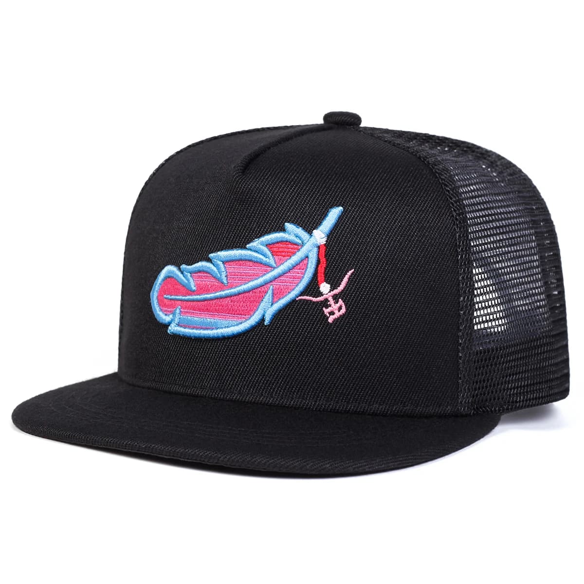 Chapeaux en filet Hip-hop brodés de plumes colorées unisexes, casquettes de Baseball décontractées r