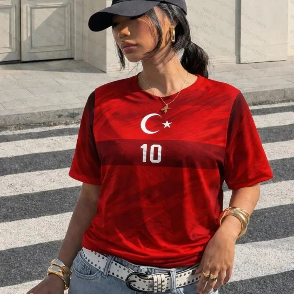 T-shirt de football Turquie, maillot de sport respirant à séchage rapide, impression 3D, unisexe, dé