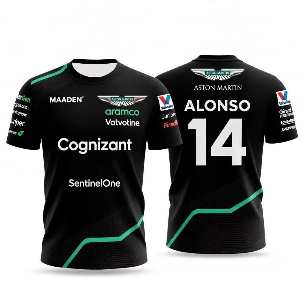 T-shirt Aston Martin pour homme, combinaison de course Fernando Alonso 14, T-shirt respirant, T-shir