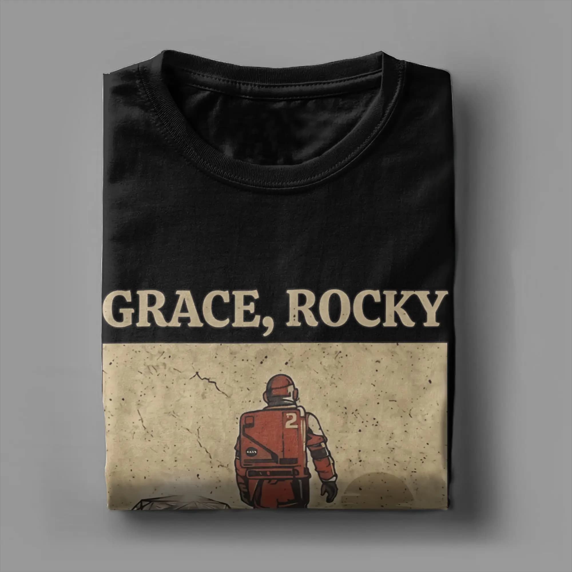 Grace rocky save stars Project Hail Mary T-shirts incroyables pour hommes, décontractés, 100% coton,