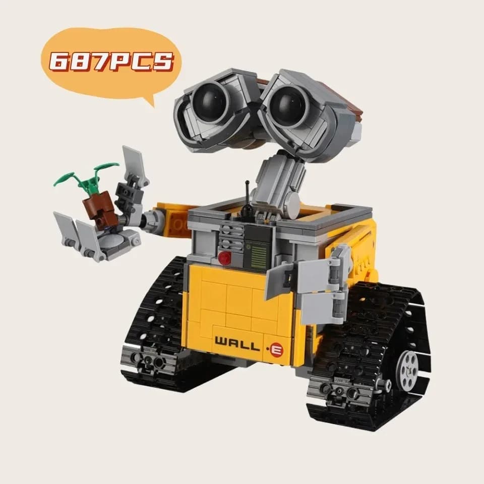 Nouveau lot de 687 pièces en stock : Robot Wall-E de décoration murale, blocs de construction MOC, b