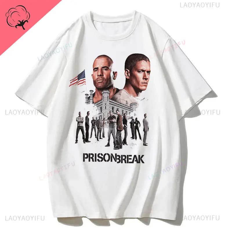 Hommes Vintage t-shirts série Tv Prison Break vêtements esthétiques Michael Scofield Y2k chemise Str