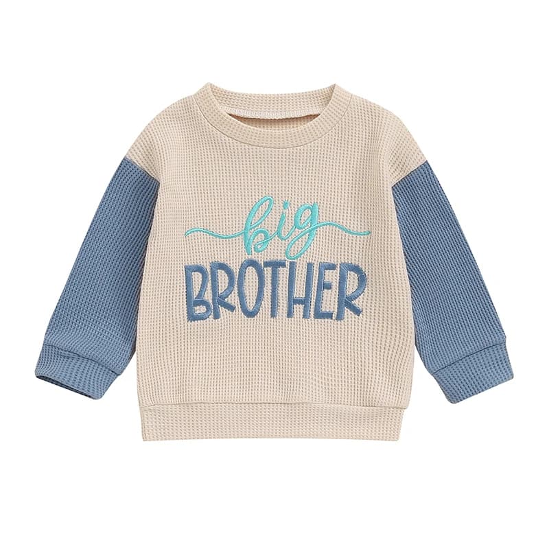 Sweat-shirt ras du cou Big Brother Respzed pour enfants, vêtements pour tout-petits, pull gaufré, vê