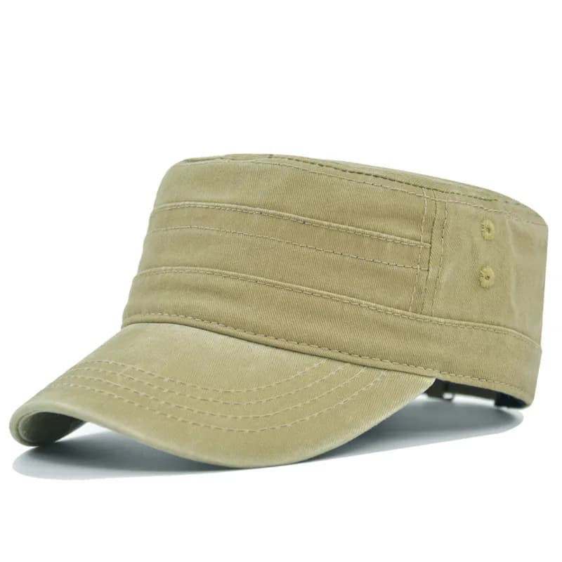 Casquette plate unisexe en coton lavé vintage pour cadets militaires, chapeau de camionneur réglable