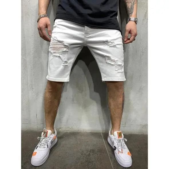 Short en jean déchiré à franges pour hommes, pantalon en Denim perforé lavable et personnalisé, gran