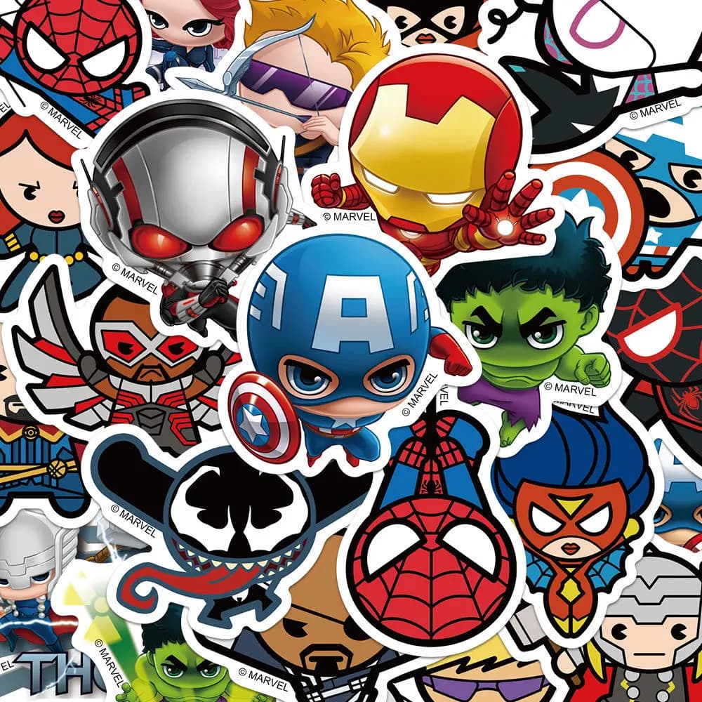 50 pièces Marvel les Avengers Anime dessin animé autocollant bricolage moto casque Skateboard ordina