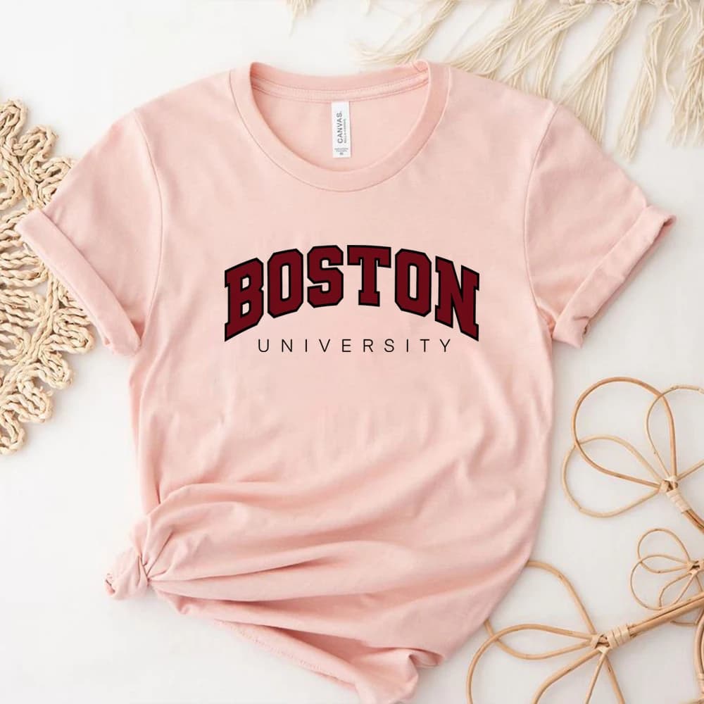 T-shirt unisexe à manches courtes de l'Université de Boston, T-shirt graphique, Université universit