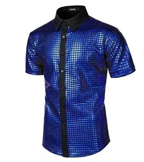 Chemise habillée formelle pour hommes avec paillettes, petit motif à carreaux, chemise boutonnée, Co