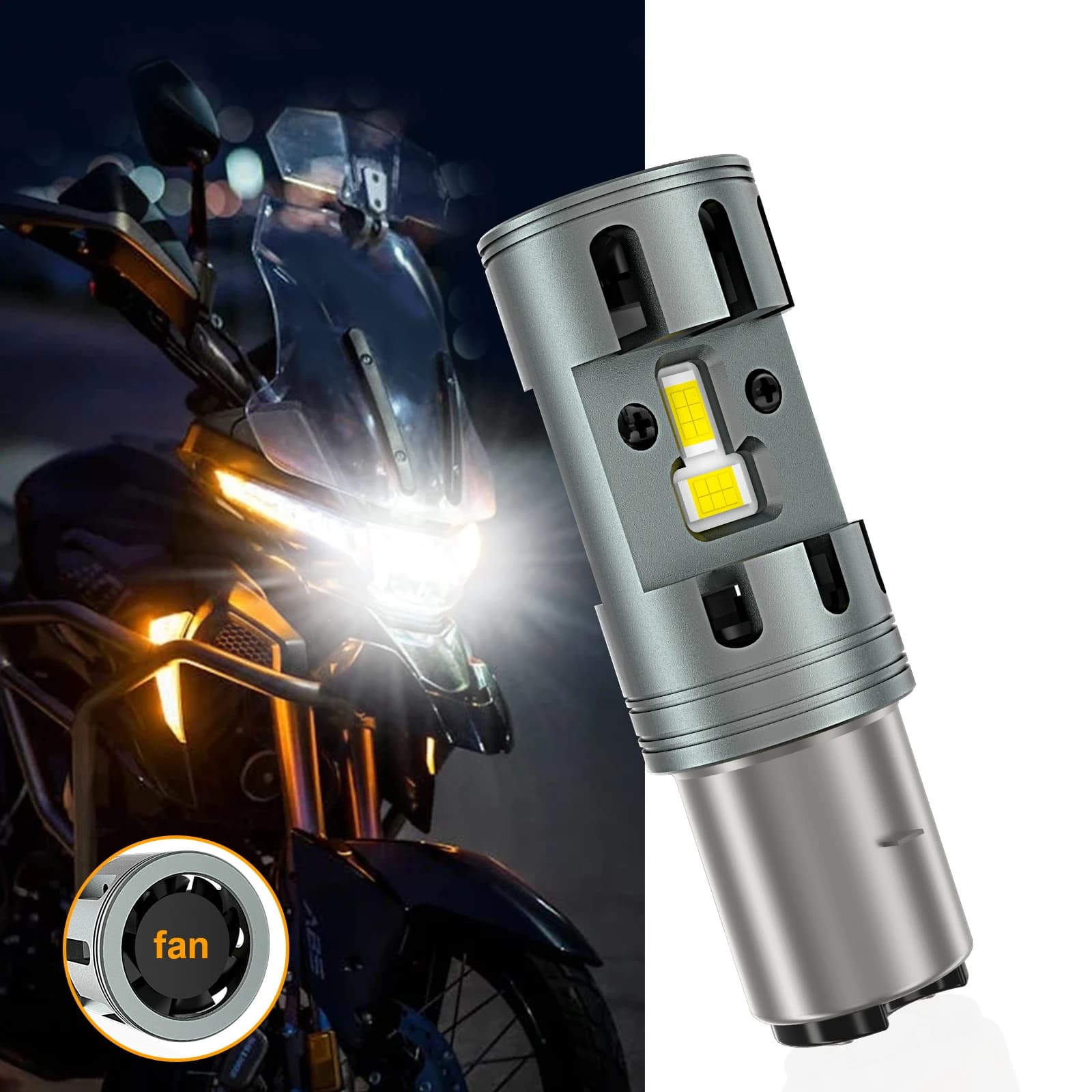 BA20D LED moto lumière Hi/Lo faisceau Kit de Conversion ventilateur pour moto ATV UTV phare 3000LM 1