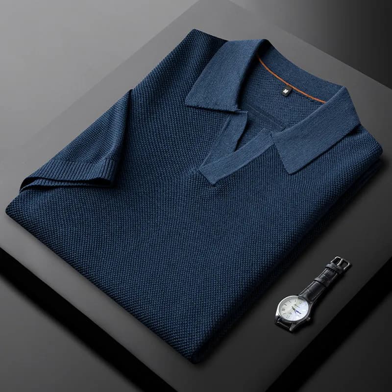 Ensembles d'été en lin et lyocell Minglu pour hommes, polos à manches courtes à col en V, vêtements 