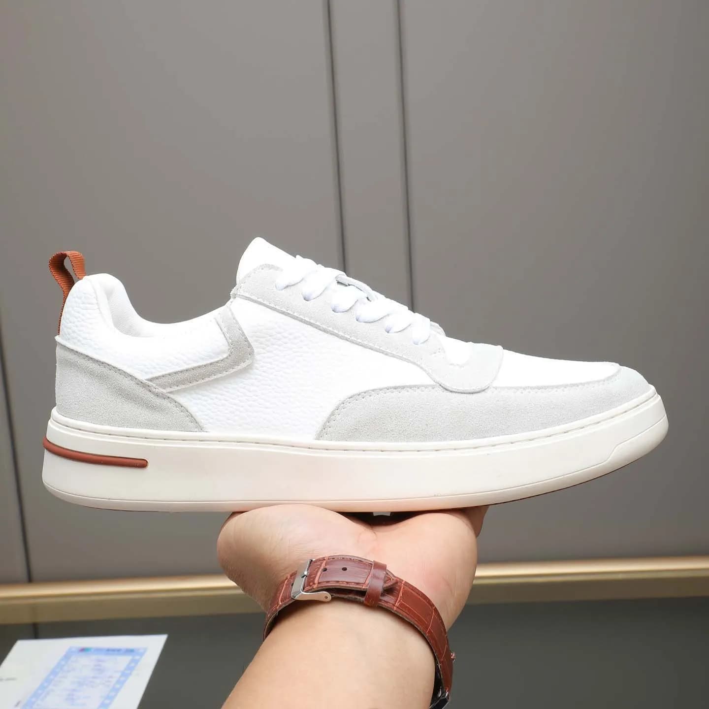 Baskets basses tendance pour hommes en cuir respirant, version améliorée, chaussures de sport décont