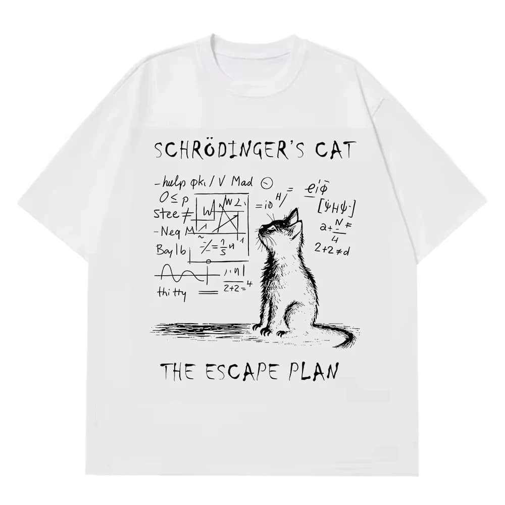 Schrodinger chat physique mécanique quantique impression créative été à manches courtes t-shirt femm