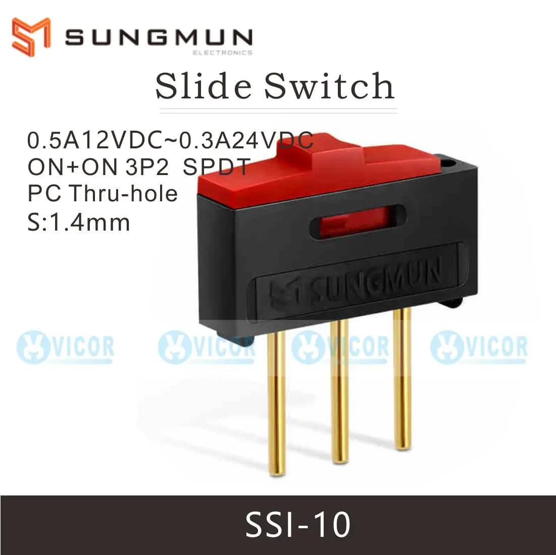 BSI10KOREA BSI-10 BSI-10H StalGMUN Ultra-mince mini interrupteur à glissière SPDT 3crevette plaqué o