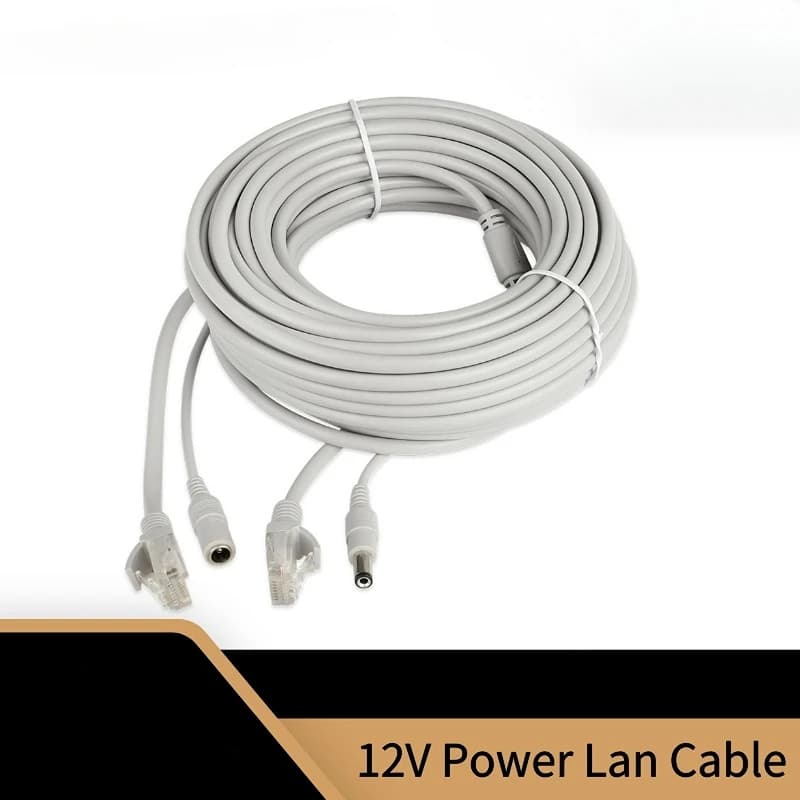 Câble d'alimentation LAN RJ45 + DC 12V, 30/20/15/10/5m, pour caméra IP CCTV